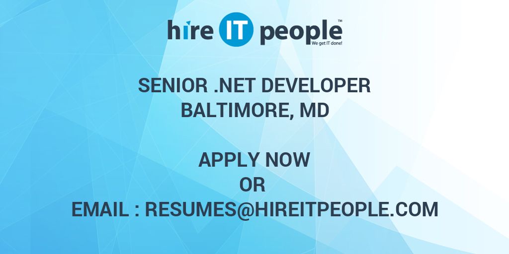 Senior .NET Developer - Hire IT People - We get IT done