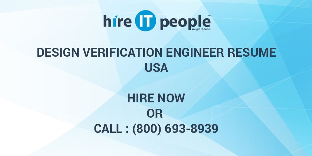 Design Verification Engineer Resume Hire IT People We get IT done