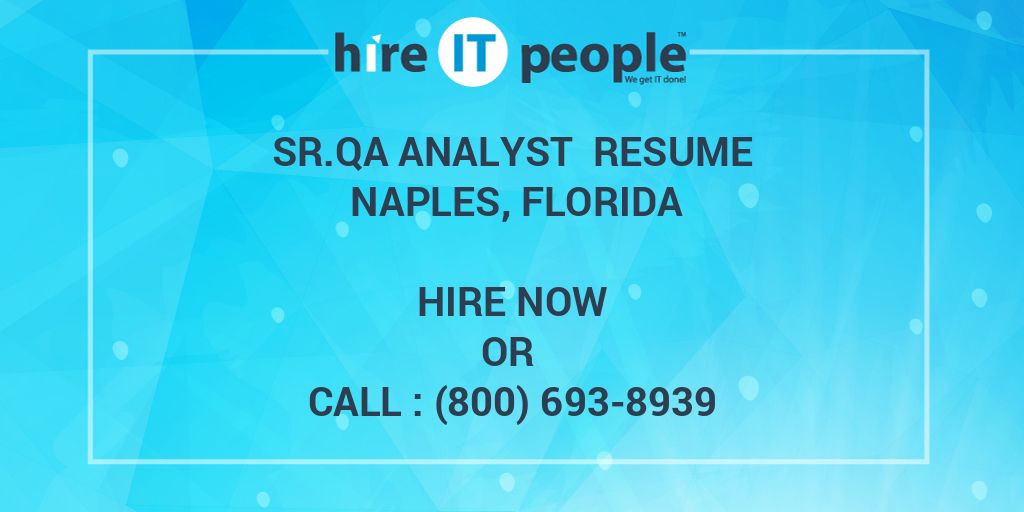 Sr Qa Analyst Jobs