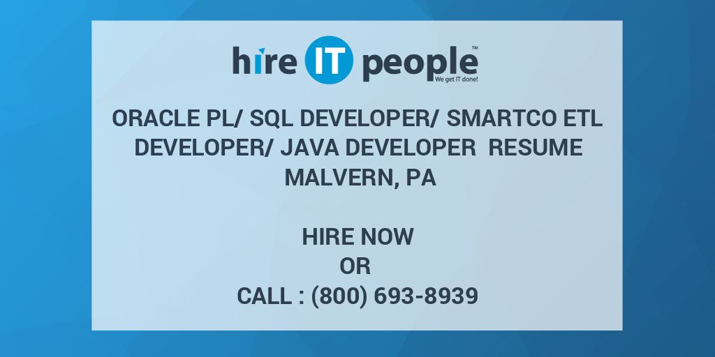 Oracle PL SQL Developer SmartCo ETL Developer Java Developer Resume 