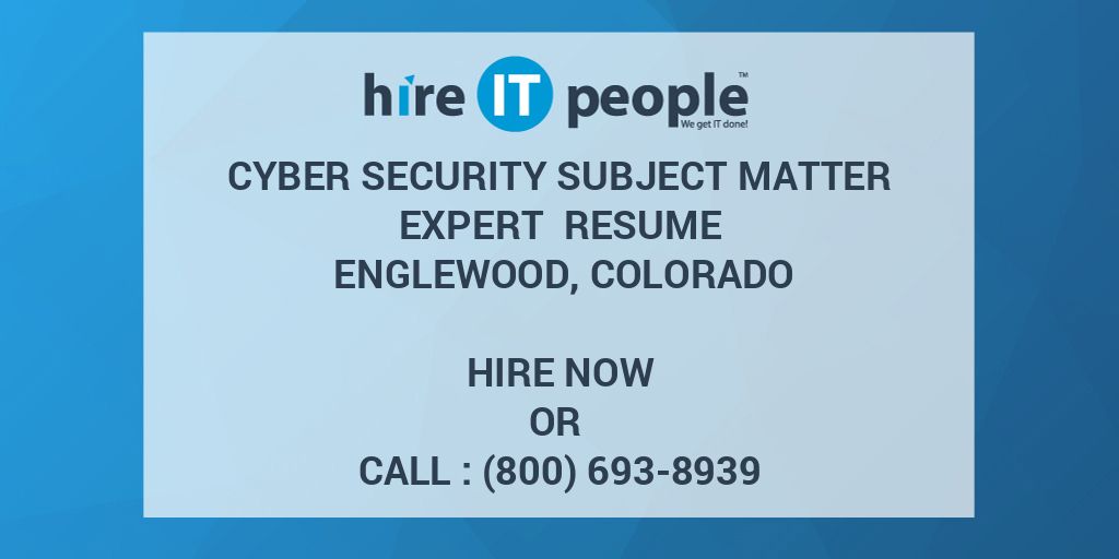 Cyber Security Subject Matter Expert Job Description