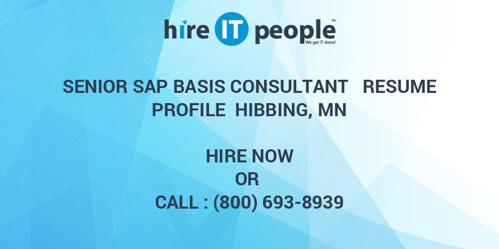 Senior Sap Basis Consultant Resume