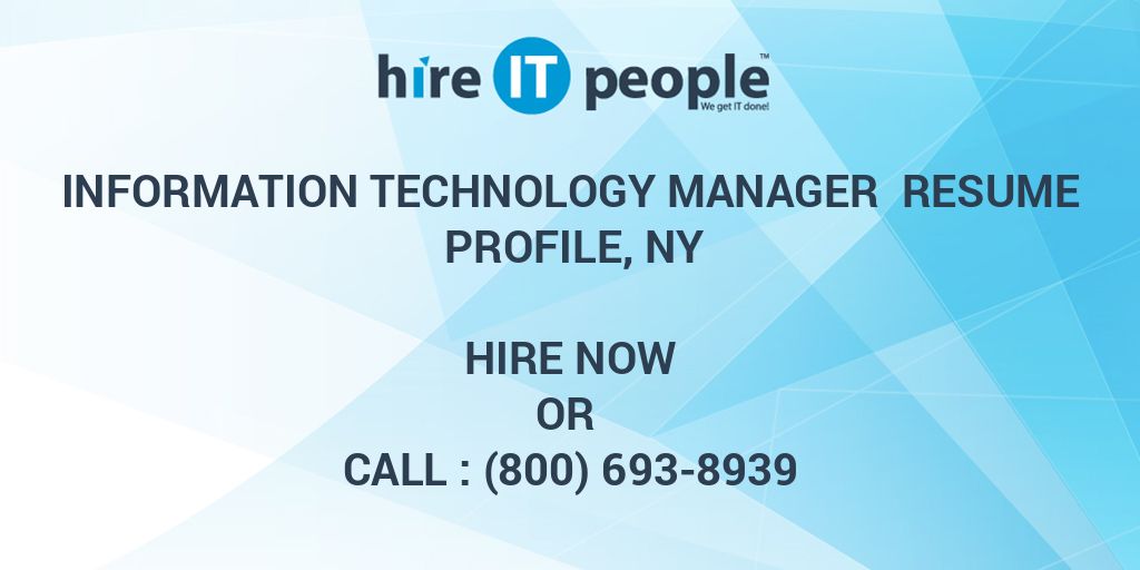 Professional Profile For Information Technology Manager