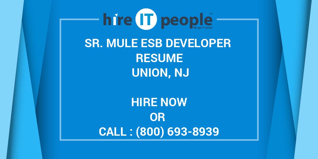 Sr. Mule ESB Developer Resume Union, NJ Hire IT People We get IT done