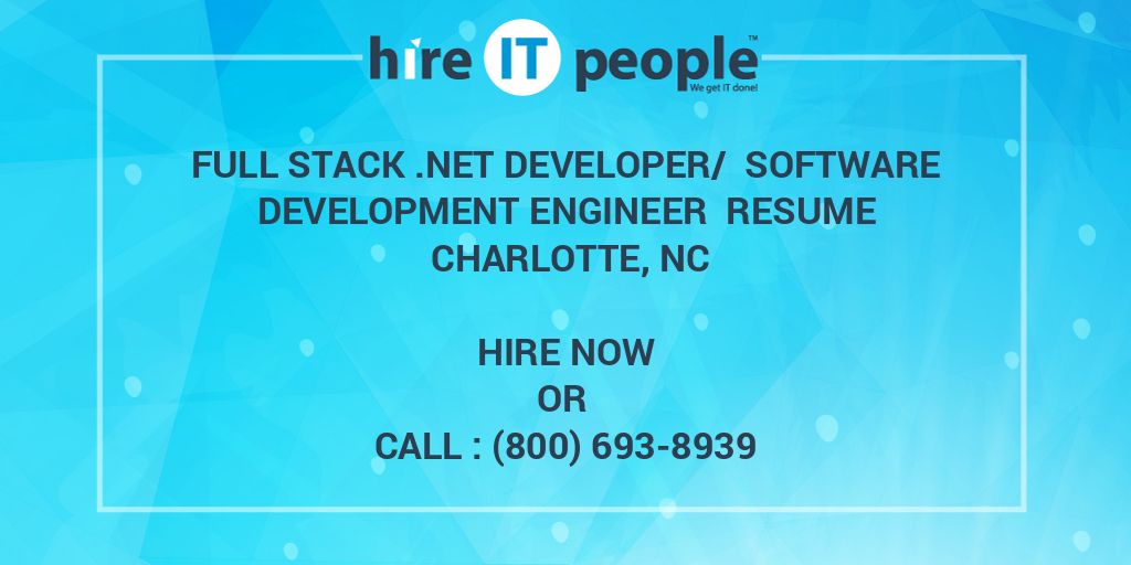 FULL STACK .NET Developer/ Software Development Engineer Resume ...